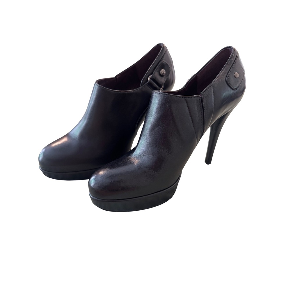 Stuart Weitzman Coverall Black Leather Platform Stiletto BootiesOW88613 7M. NWOT